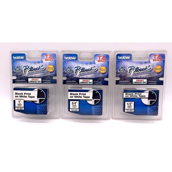 Lot Of 3 Brand New Genuine Brother P-Touch TZ Tape 1", 3/4", 1/2" Sealed - Picture 2 of 9